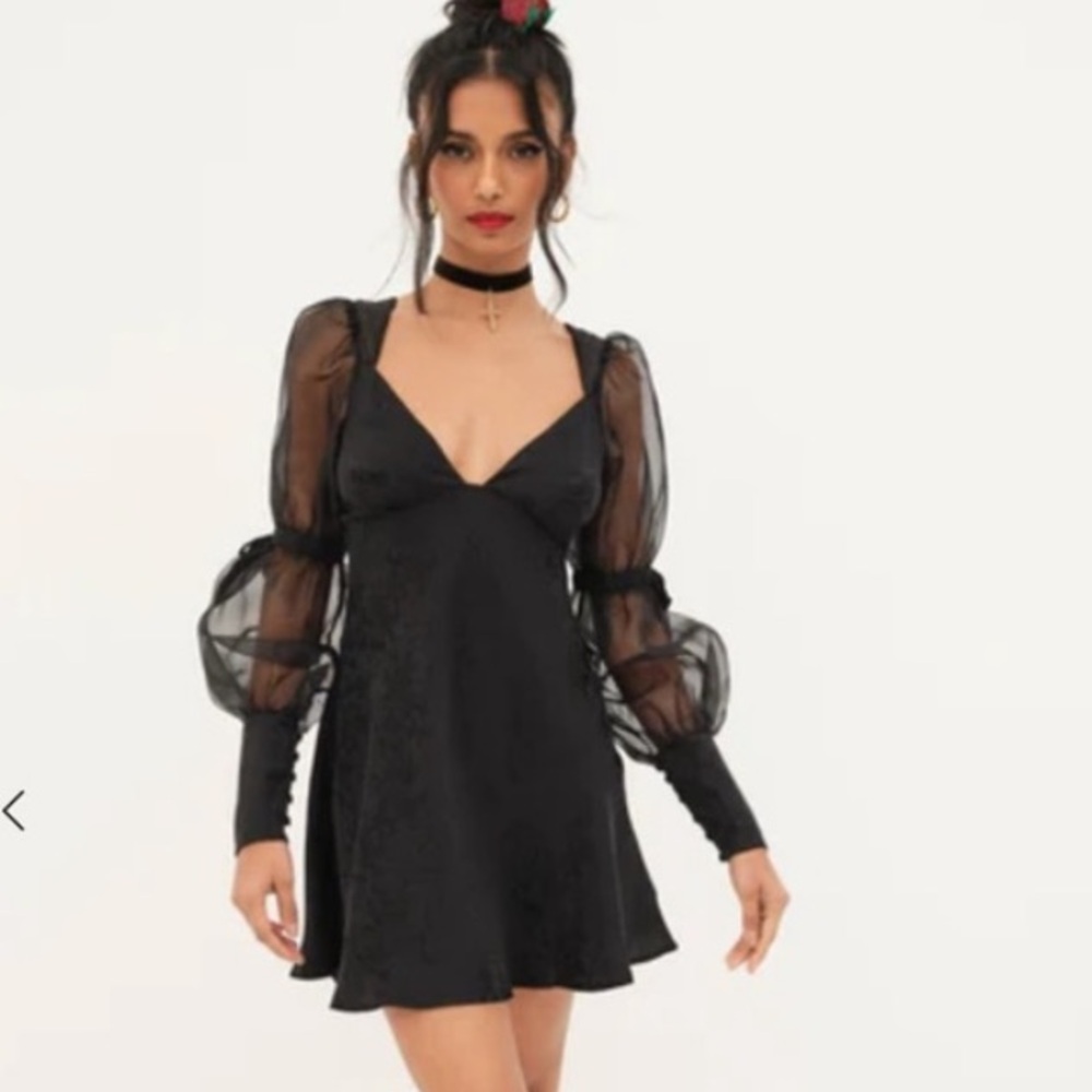 NWT Gabrielle Black For Love and Lemons Mini Dress